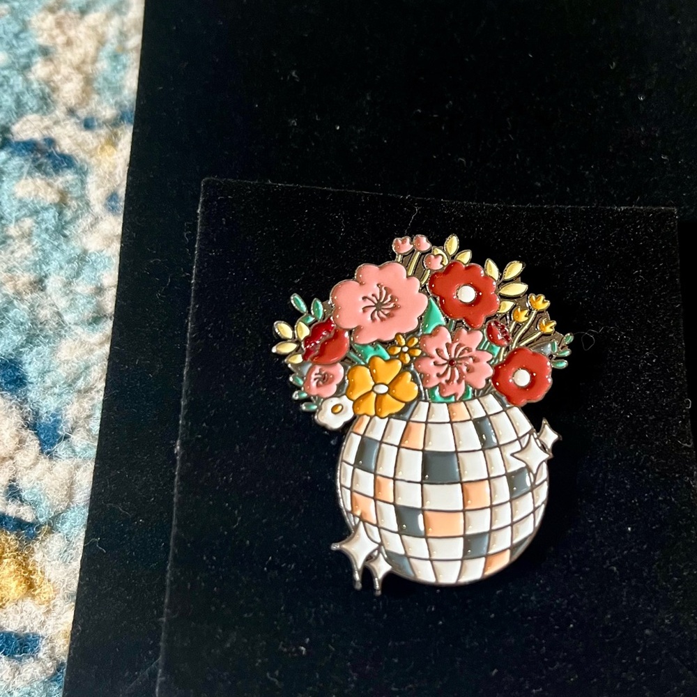 Floral Mirrorball Enamel Pin NWT